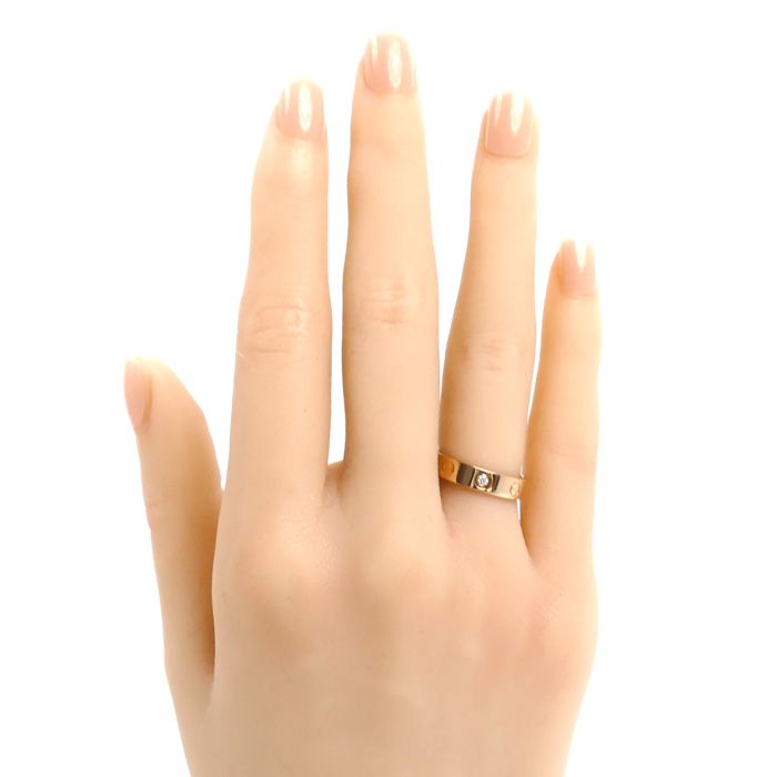 Cartier 18k Pink Gold Mini Love Diamond Ring — view 7