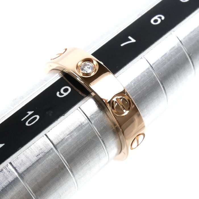 Cartier 18k Pink Gold Mini Love Diamond Ring — view 6