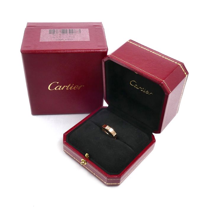 Cartier 18k Pink Gold Mini Love Diamond Ring — view 8