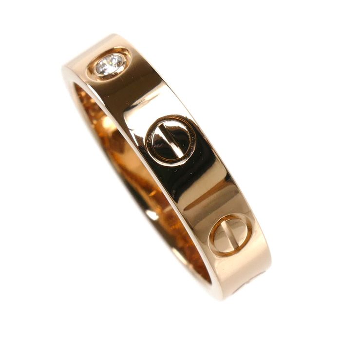 Cartier 18k Pink Gold Mini Love Diamond Ring — view 2