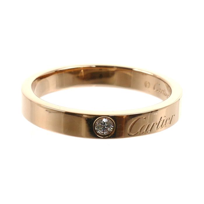Cartier 18k Pink Gold Wedding Engraved Diamond Ring — view 3