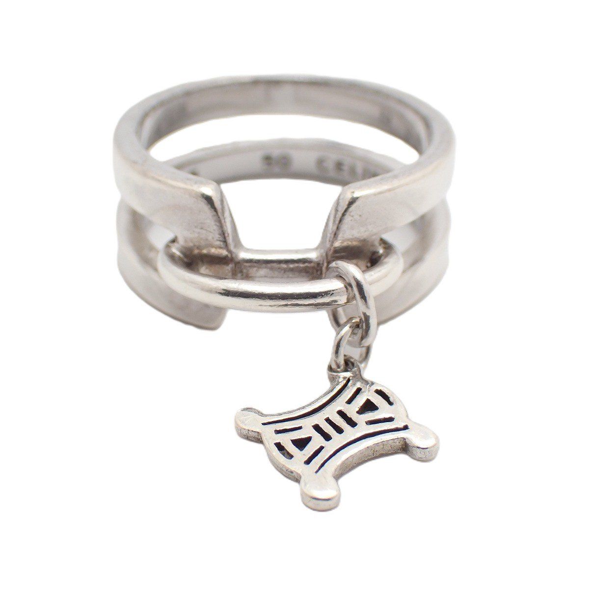 Celine Macadam Drop Charm Ring 925 Sterling