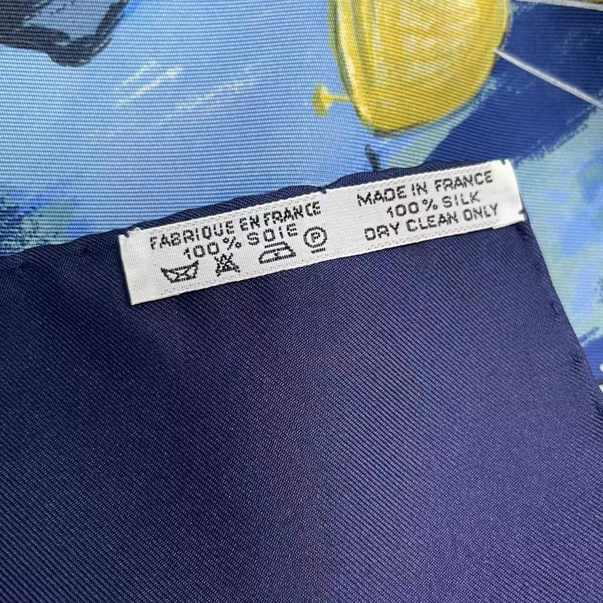 Hermes Carre 90 Concerto Blue Silk Scarf — view 8