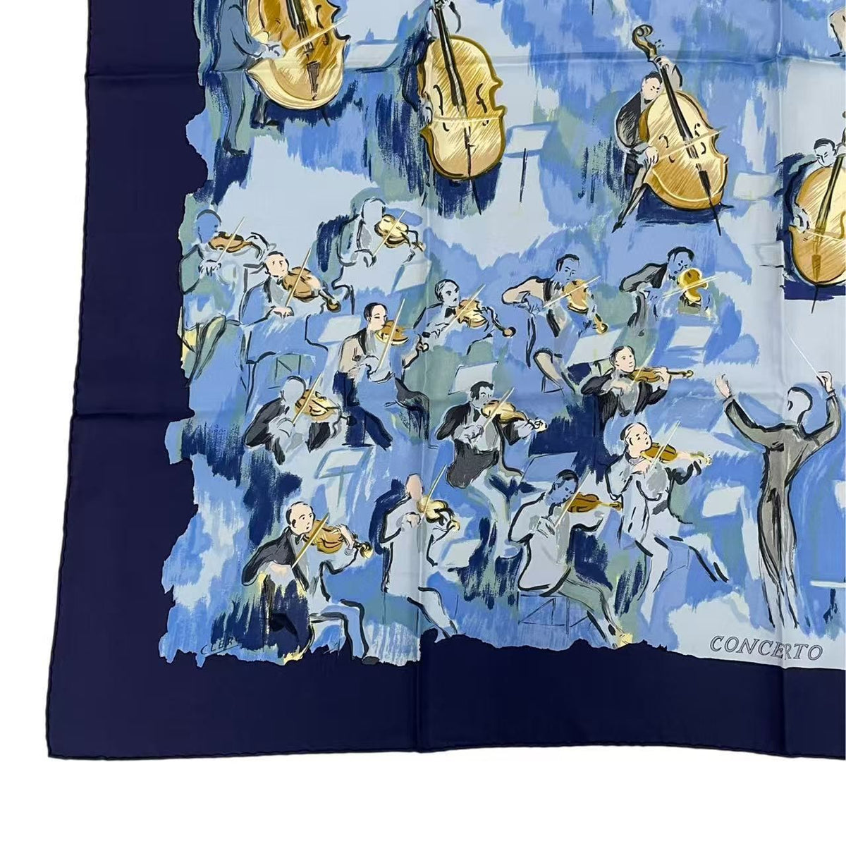 Hermes Carre 90 Concerto Blue Silk Scarf — view 4