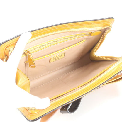 Prada Triangle Logo Ribbon Motif Leather Shoulder Bag — view 7