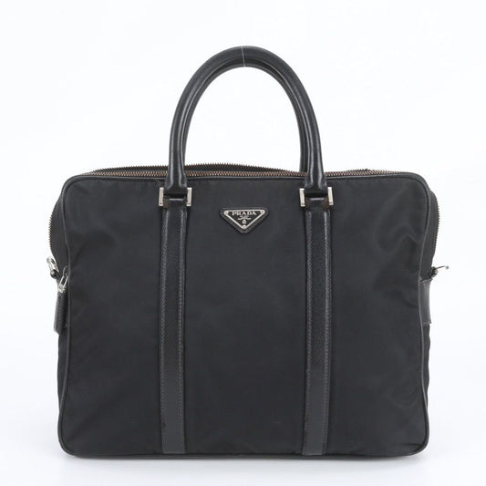 Prada Tessuto Nylon Saffiano Triangle Logo Leather Business Bag Document Bag