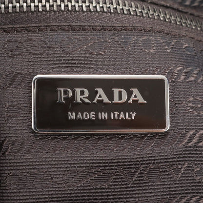 Prada Triangle Logo Leather Canvas Tote Bag Shoulder — view 8