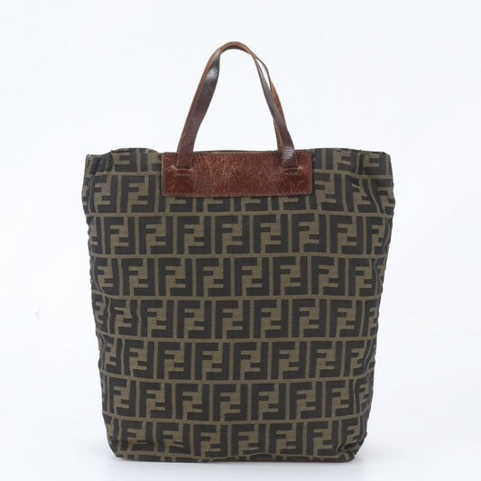 Fendi Zucca Leather Nylon Tote Bag Shoulder