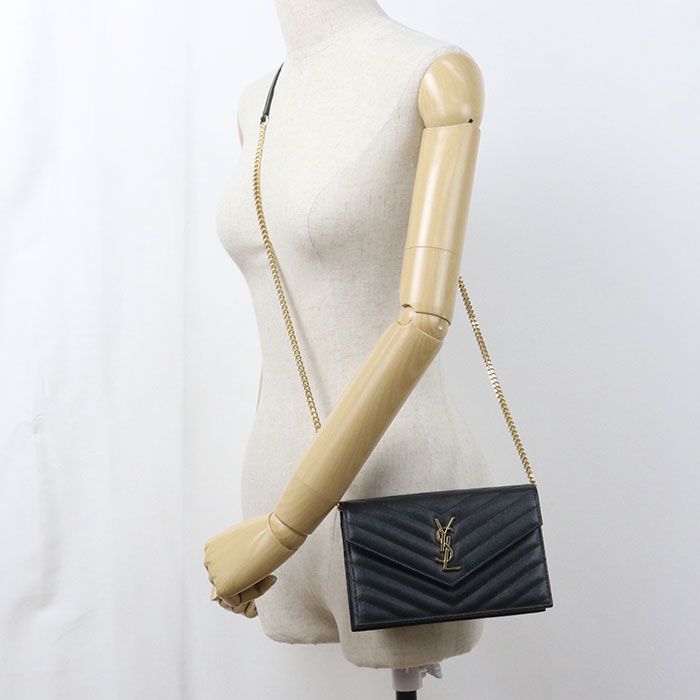 Saint Laurent Envelope Cassandra Chain Wallet Calfskin Shoulder Bag — view 7