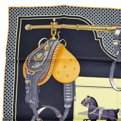 Hermes Carre 70 Carrick Pompe 02 Yellow Navy Scarf Silk — view 3