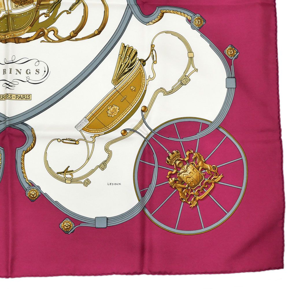 Hermes Carre 90 Spring Red White Carriage Scarf Silk — view 6