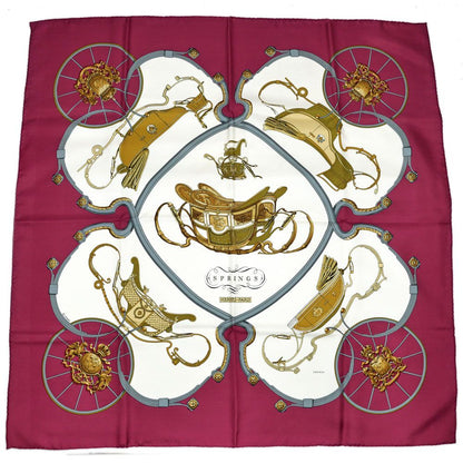 Hermes Carre 90 Spring Red White Carriage Scarf Silk