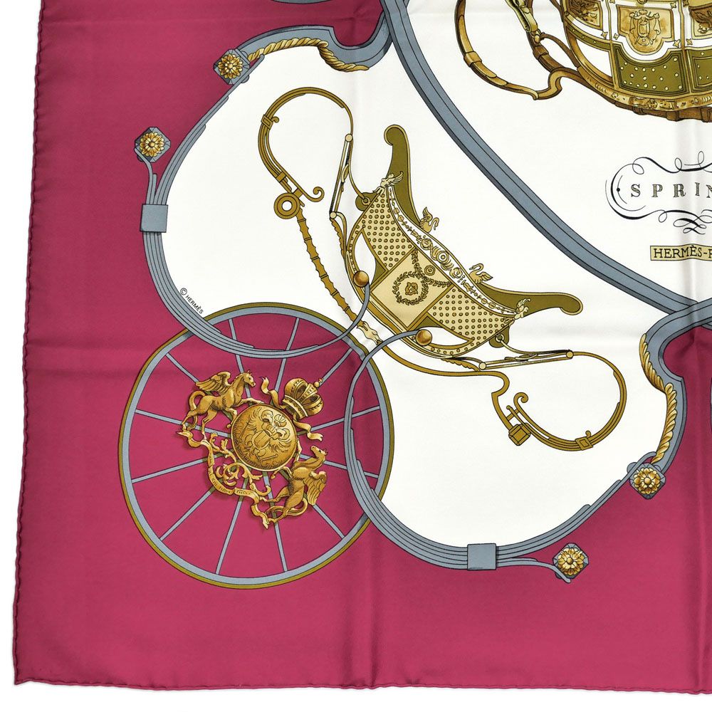 Hermes Carre 90 Spring Red White Carriage Scarf Silk — view 4