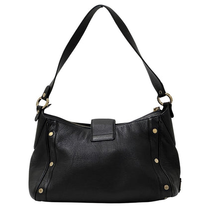 Bvlgari Chandra Shoulder Bag Leather Black Gold Chic Monotone — view 2