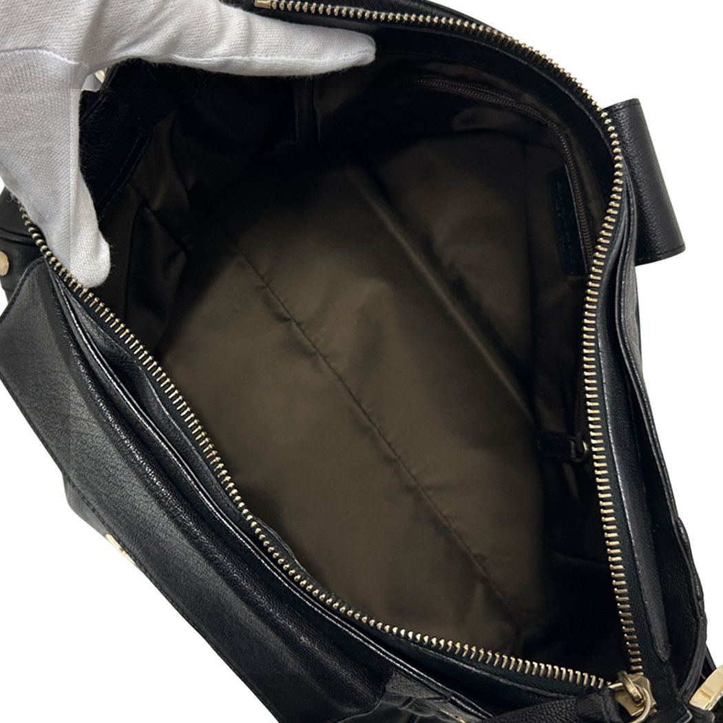 Bvlgari Chandra Shoulder Bag Leather Black Gold Chic Monotone — view 5