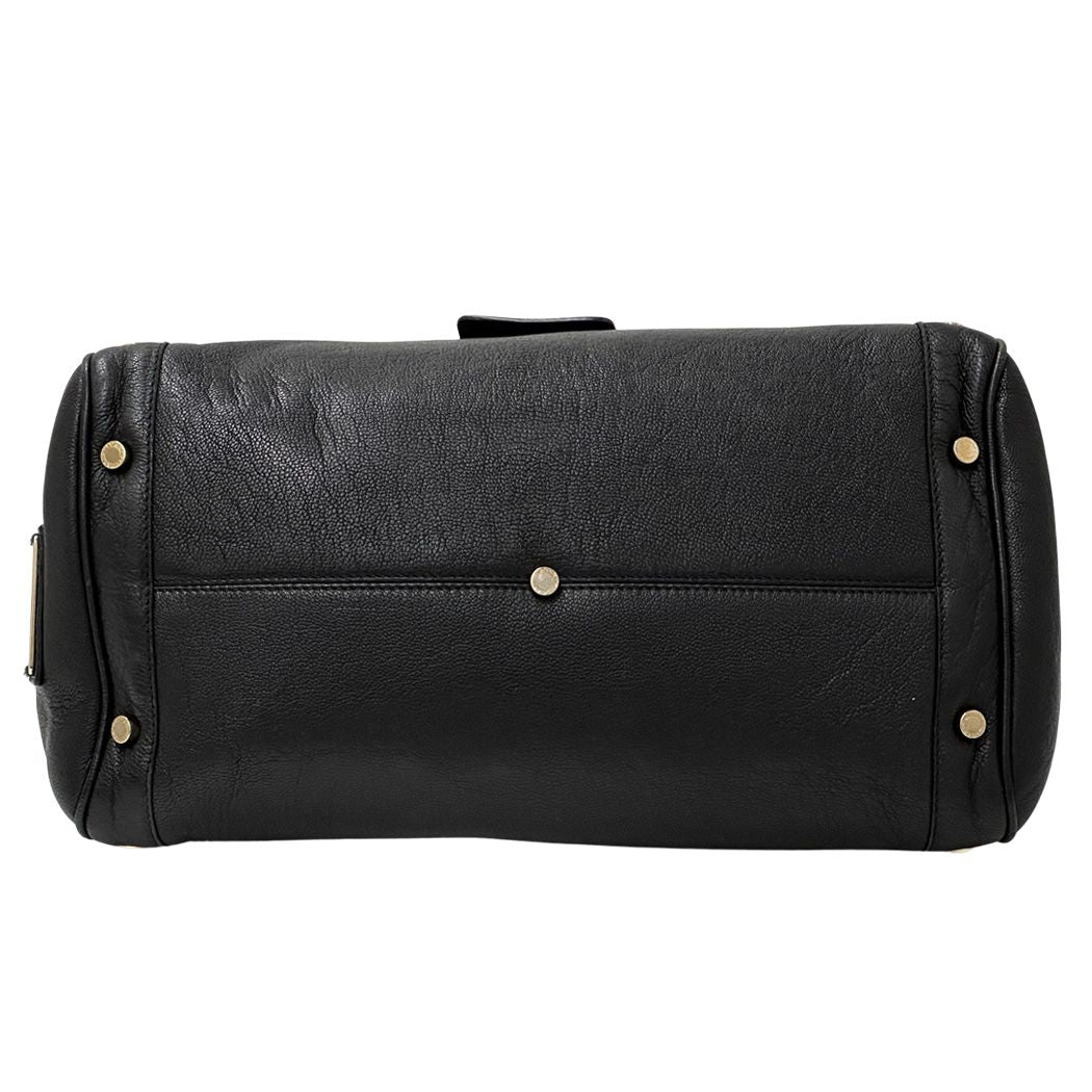 Bvlgari Chandra Shoulder Bag Leather Black Gold Chic Monotone — view 3