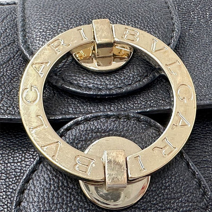 Bvlgari Chandra Shoulder Bag Leather Black Gold Chic Monotone — view 7
