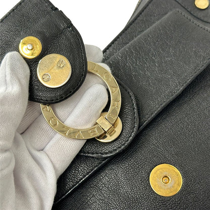 Bvlgari Chandra Shoulder Bag Leather Black Gold Chic Monotone — view 8