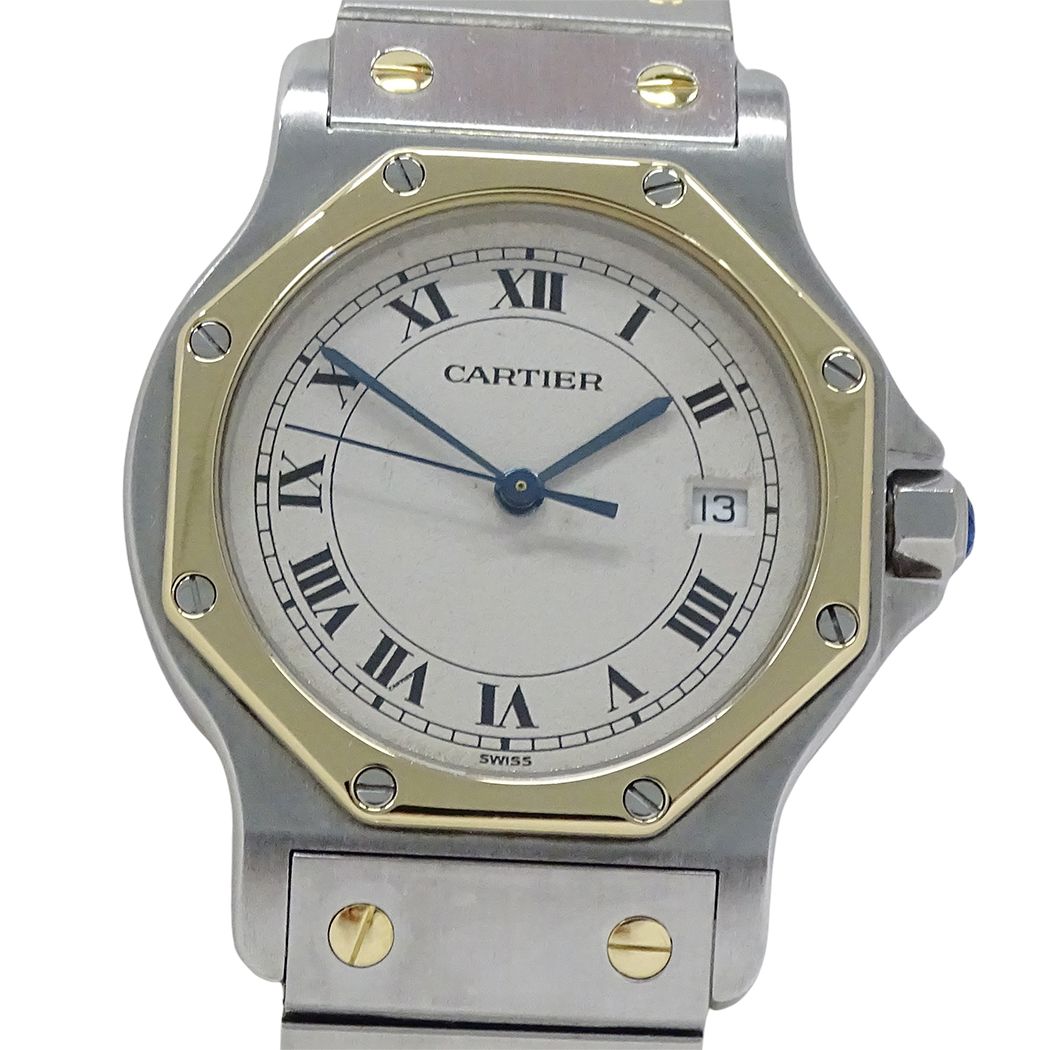 Cartier Watch Santos Octagon LM Date Quartz Stainless Steel Gold YG — view 2