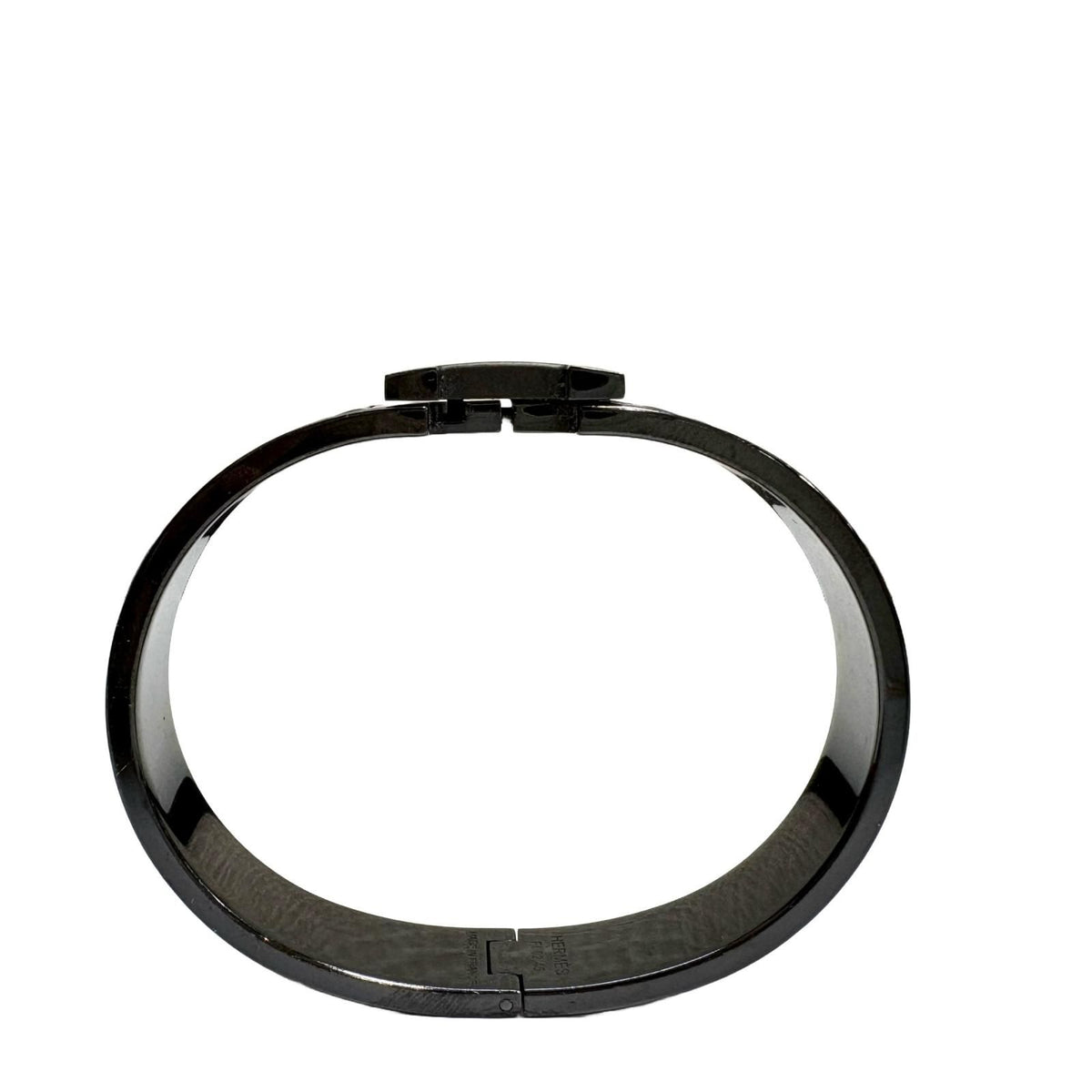 Hermes Clic Clac PM Metallic Black White So Bangle Bracelet — view 4
