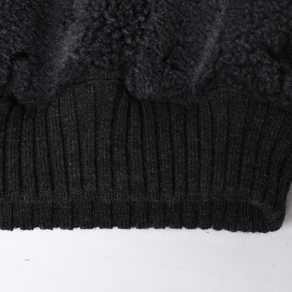 Louis Vuitton Shearling Crew Neck Knit Sweatshirt Rda Black Gray S — view 6
