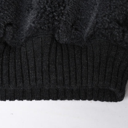 Louis Vuitton Shearling Crew Neck Knit Sweatshirt Rda Black Gray S — view 6