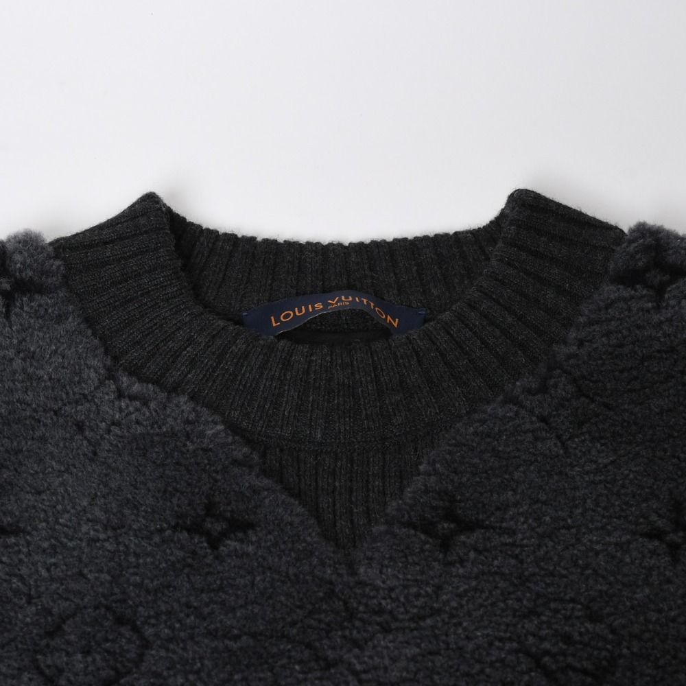 Louis Vuitton Shearling Crew Neck Knit Sweatshirt Rda Black Gray S — view 3