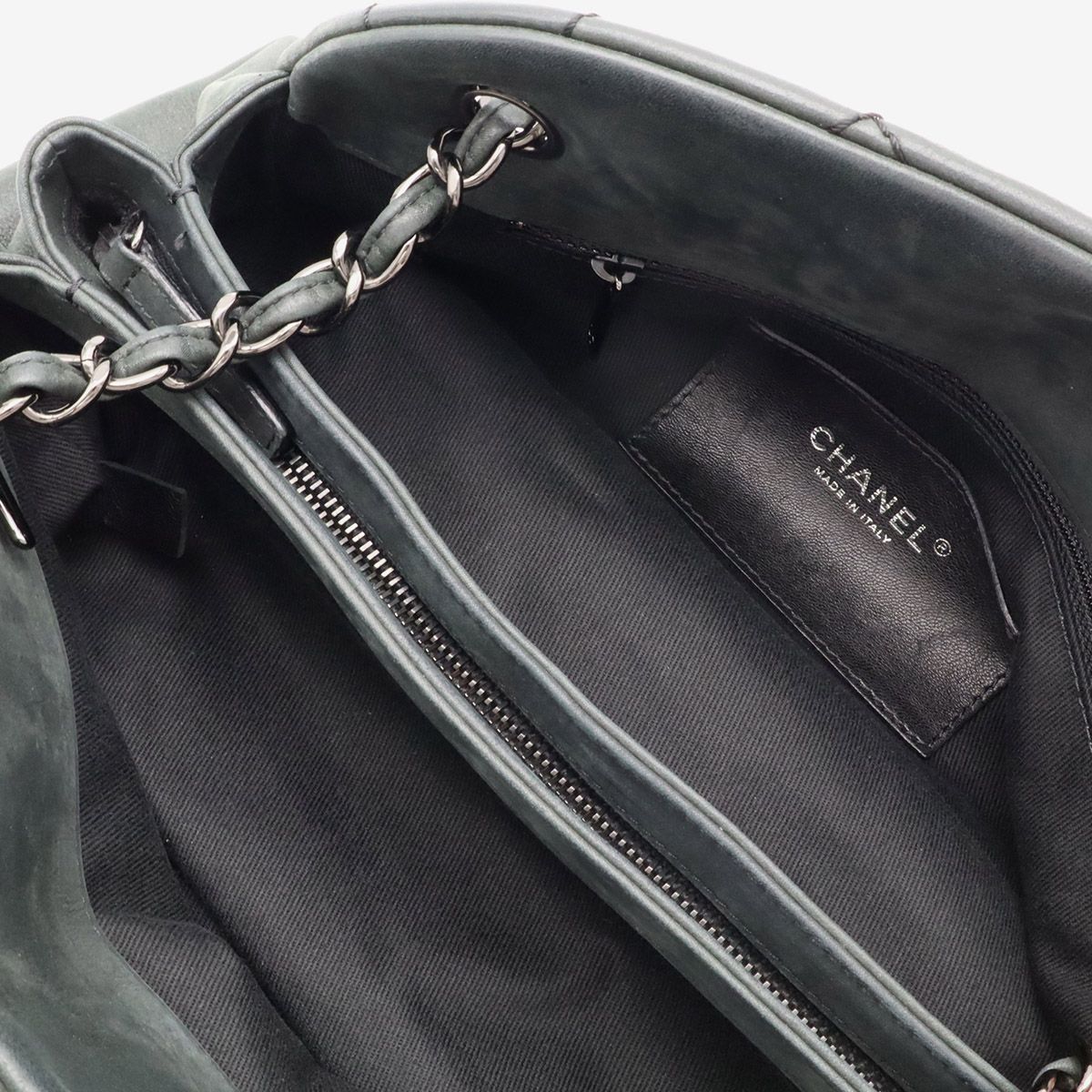 Chanel Mademoiselle Quilted Bowling Bag Chain Shoulder Sparkle Leather Black — view 6