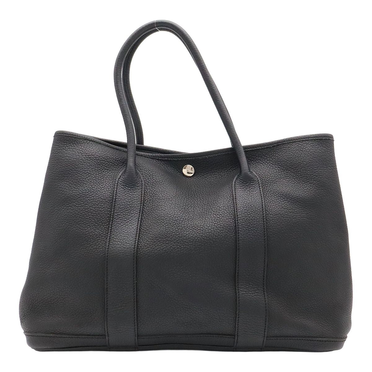 Hermes Garden Party PM Tote Bag Leather Black Silver
