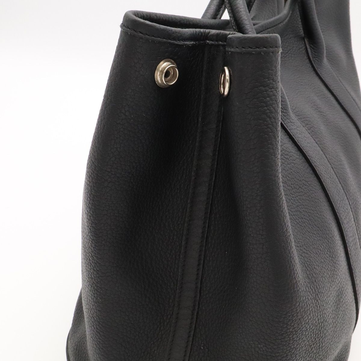 Hermes Garden Party PM Tote Bag Leather Black Silver — view 5