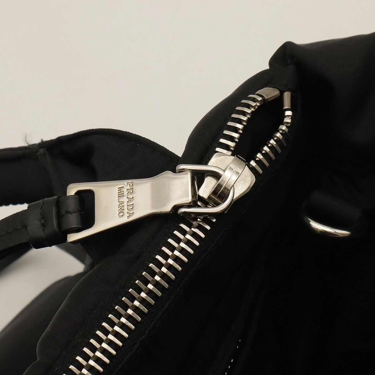 Prada Bomber Tote 2-Way Shoulder Bag Crossbody Nylon Leather Nero Black — view 6