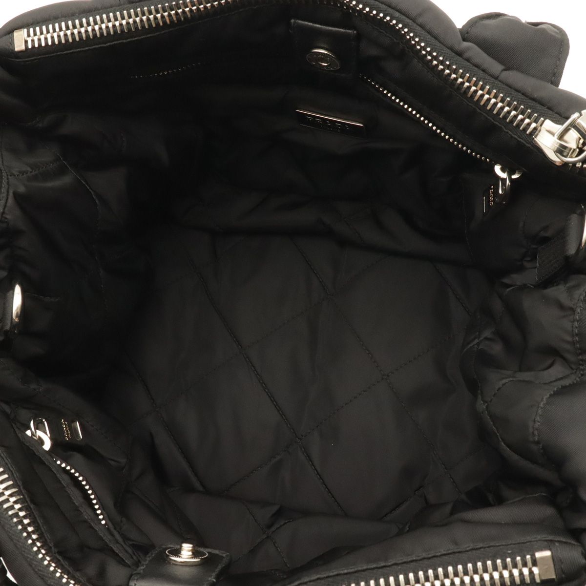 Prada Bomber Tote 2-Way Shoulder Bag Crossbody Nylon Leather Nero Black — view 7