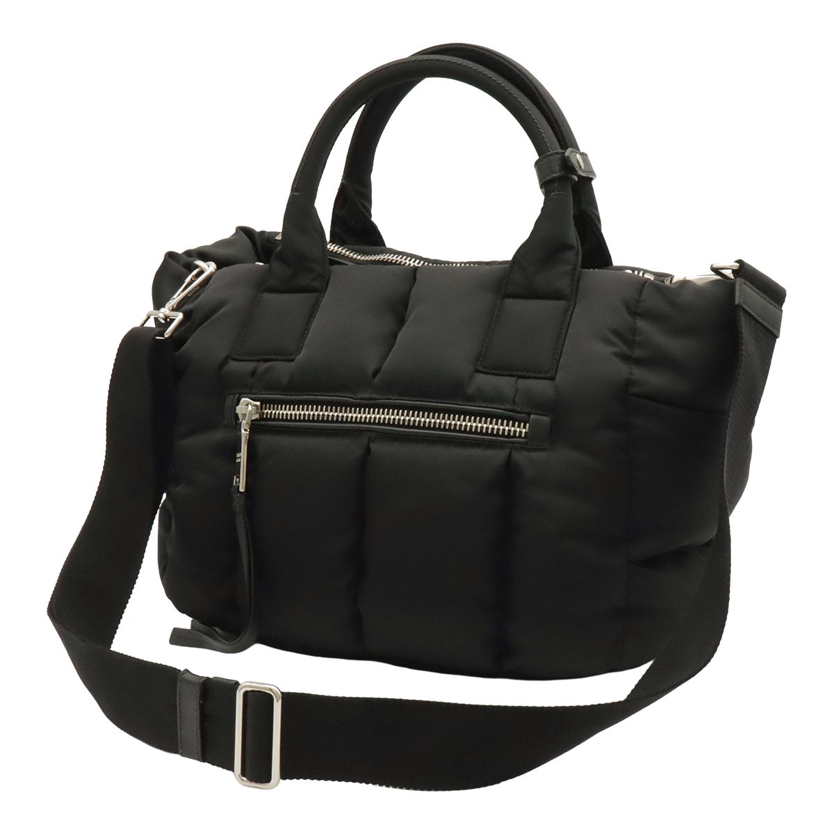 Prada Bomber Tote 2-Way Shoulder Bag Crossbody Nylon Leather Nero Black — view 2