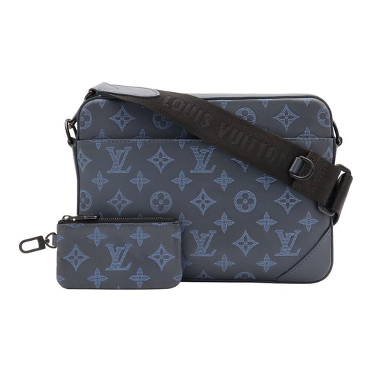 Louis Vuitton Monogram Shadow Duo Messenger Shoulder Bag Navy Blue Coin