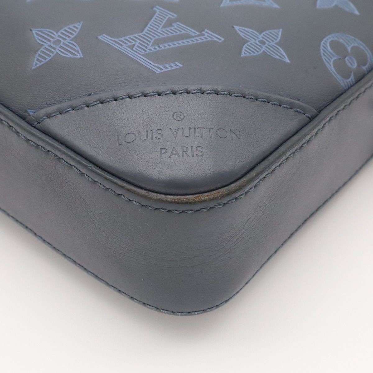 Louis Vuitton Monogram Shadow Duo Messenger Shoulder Bag Navy Blue Coin — view 3