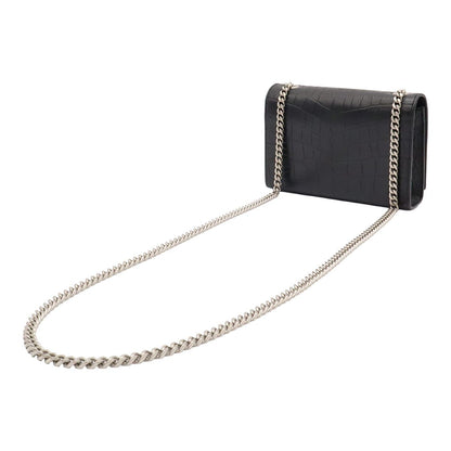 Saint Laurent Paris YSL Kate Monogram Chain Shoulder Bag Croco Embossed Leather — view 2