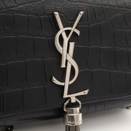 Saint Laurent Paris YSL Kate Monogram Chain Shoulder Bag Croco Embossed Leather — view 5