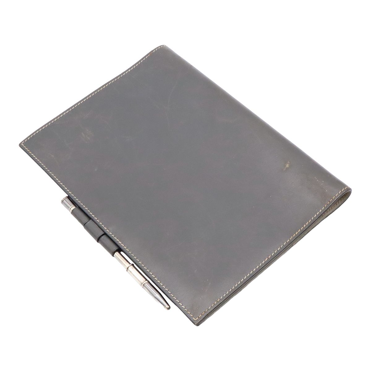 Hermes Agenda Gloves Trotter Cover Box Calf Leather Gray with Ballpoint Pen — view 2