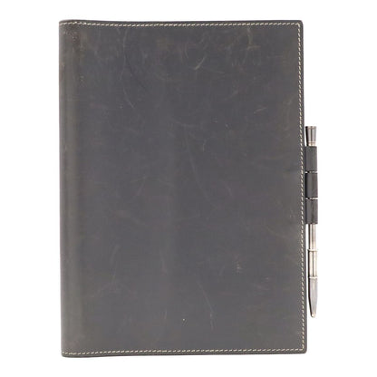 Hermes Agenda Gloves Trotter Cover Box Calf Leather Gray with Ballpoint Pen