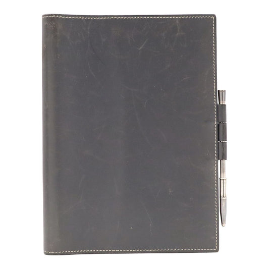 Hermes Agenda Gloves Trotter Cover Box Calf Leather Gray with Ballpoint Pen