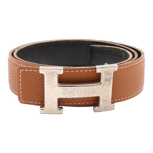 Hermes H Belt H Buckle Constance Reversible Togo Box Calf Brown Black Silver 80
