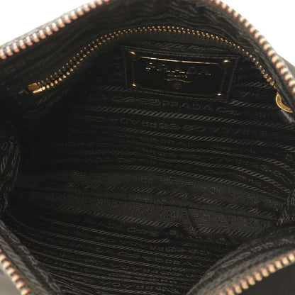Prada Triangle Logo Shoulder Bag Crossbody Nylon Leather Nero Black Gold — view 7