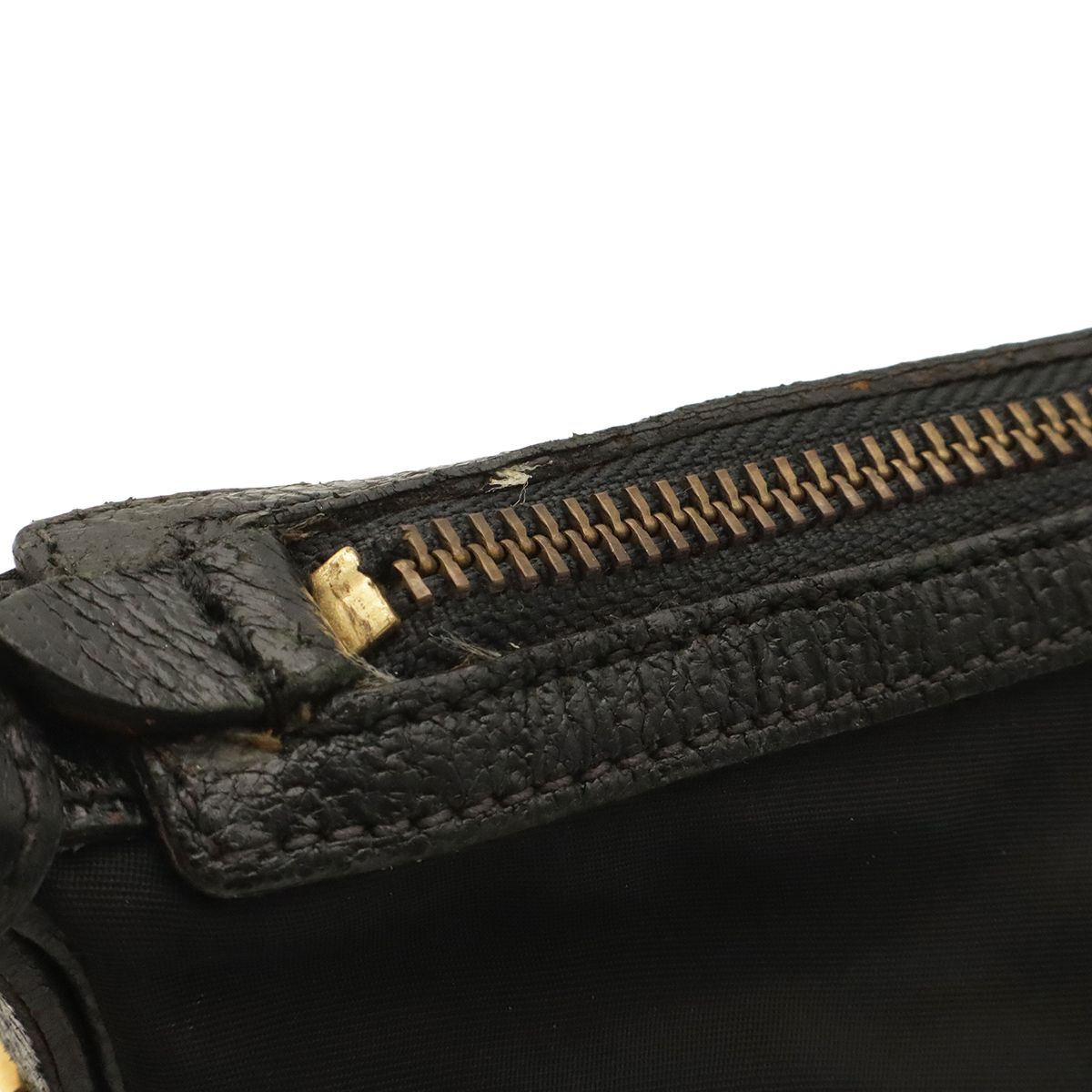 Prada Triangle Logo Shoulder Bag Crossbody Nylon Leather Nero Black Gold — view 5