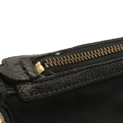 Prada Triangle Logo Shoulder Bag Crossbody Nylon Leather Nero Black Gold — view 5