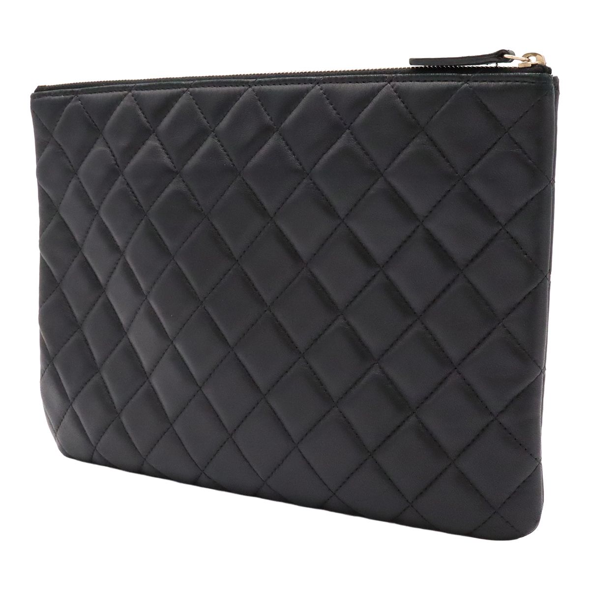 Chanel Quilted CC Logo Clutch Multi Pouch Leather Black Gold — view 2