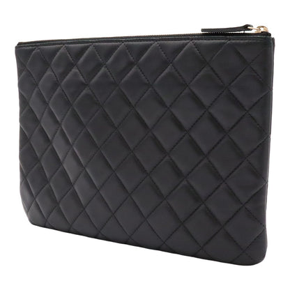 Chanel Quilted CC Logo Clutch Multi Pouch Leather Black Gold — view 2