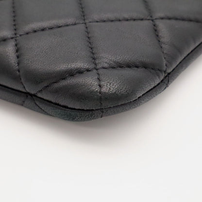Chanel Quilted CC Logo Clutch Multi Pouch Leather Black Gold — view 3