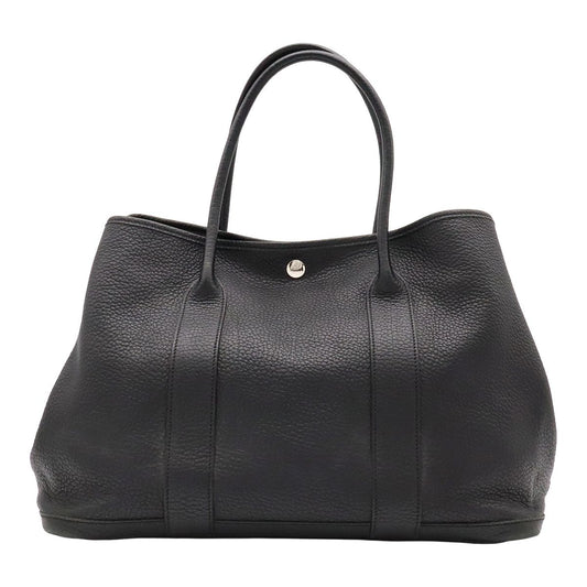 Hermes Garden Party PM Tote Bag Leather Black Silver