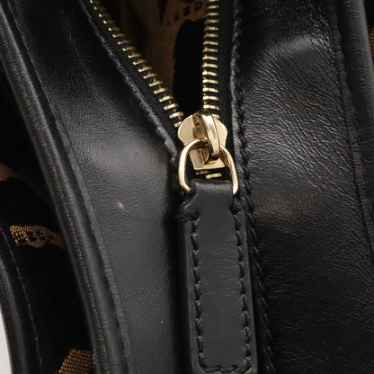 Fendi Tote Bag Shoulder Leopard Print Canvas Leather Brown Black — view 6