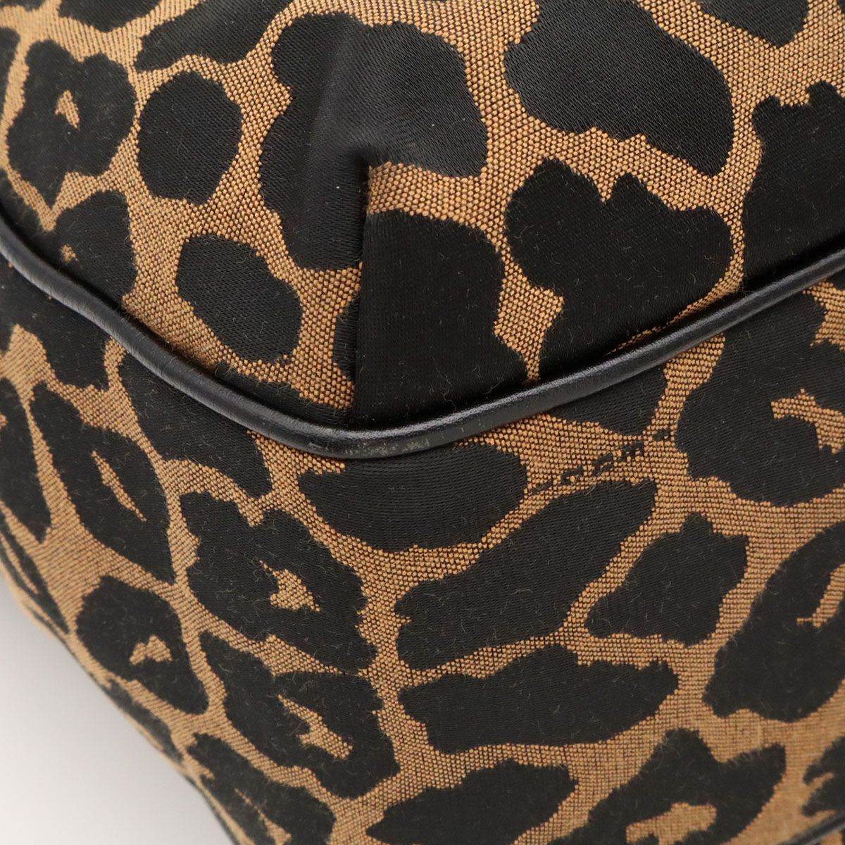 Fendi Tote Bag Shoulder Leopard Print Canvas Leather Brown Black — view 3